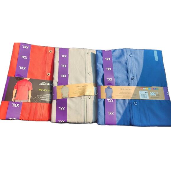 Eddie Bauer Woven Tech Short Sleeve Shirts, Men's XXL, Lot Of 3, New w/Tags - Picture 2 of 9